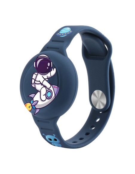 
Silikoninė apyrankė, skirta „AirTag“ lokatoriui ant riešo vaikui - tamsiai mėlyna, astronautinė
