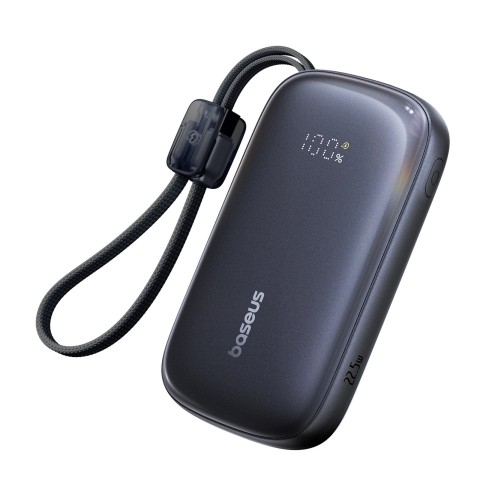 
20000mAh 22,5W išorinė baterija su ekranu ir laidu „EnerFill FC21 Qpow 3 Ultra“ - juoda

