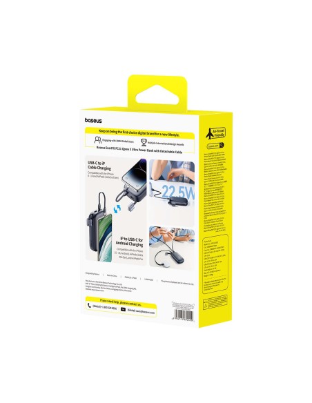 
20000mAh 22,5W išorinė baterija su ekranu ir laidu „EnerFill FC21 Qpow 3 Ultra“ - juoda

