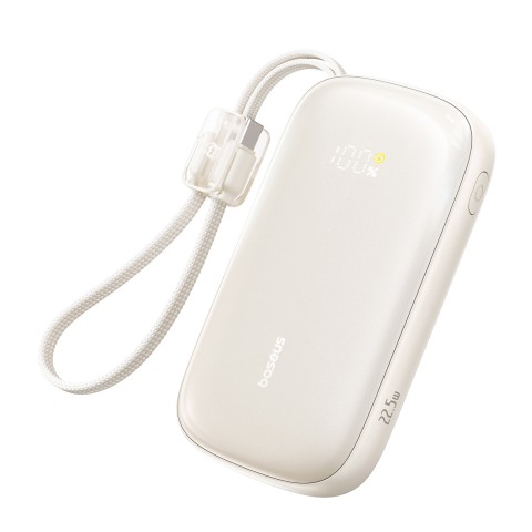 
20000mAh 22.5W išorinė baterija su ekranu ir laidu „EnerFill FC21 Qpow 3 Ultra“ - smėlio spalvos
