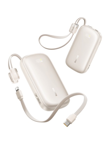 
20000mAh 22.5W išorinė baterija su ekranu ir laidu „EnerFill FC21 Qpow 3 Ultra“ - smėlio spalvos
