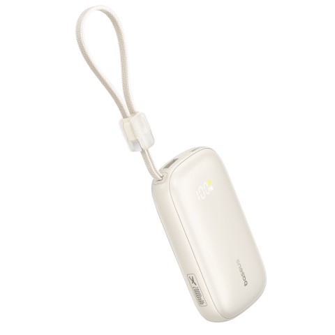 
20000mAh 22.5W išorinė baterija su ekranu ir laidu „EnerFill FC21 Qpow 3 Ultra“ - smėlio spalvos
