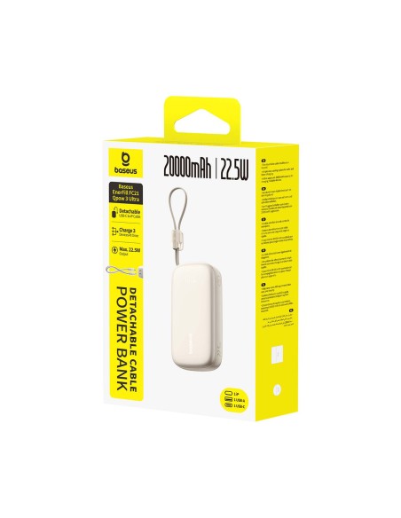 
20000mAh 22.5W išorinė baterija su ekranu ir laidu „EnerFill FC21 Qpow 3 Ultra“ - smėlio spalvos
