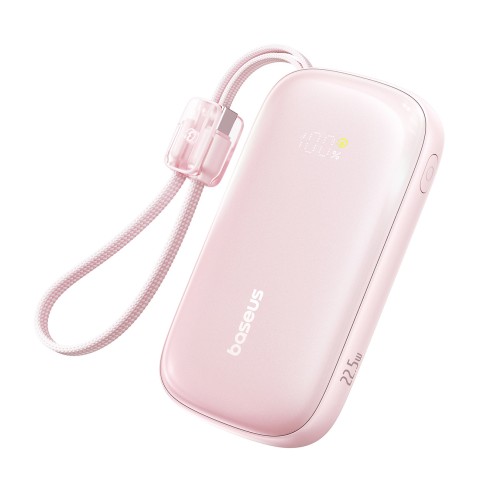 
20000mAh 22,5W išorinė baterija su ekranu ir laidu „EnerFill FC21 Qpow 3 Ultra“ - rožinė
