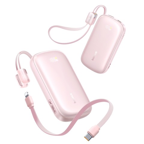 
20000mAh 22,5W išorinė baterija su ekranu ir laidu „EnerFill FC21 Qpow 3 Ultra“ - rožinė
