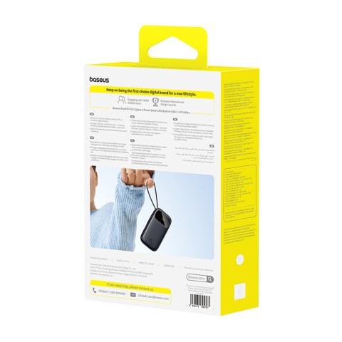 
„EnerFill FC31“ 20000mAh 45W išorinė baterija su ekranu ir USB-C „Lightning“ laidu – juoda
