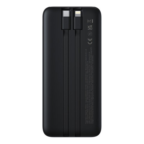 
10000mAh 22,5W išorinė baterija su ekranu, USB-C laidais, „iPhone Lightning Lipow“ – juoda
