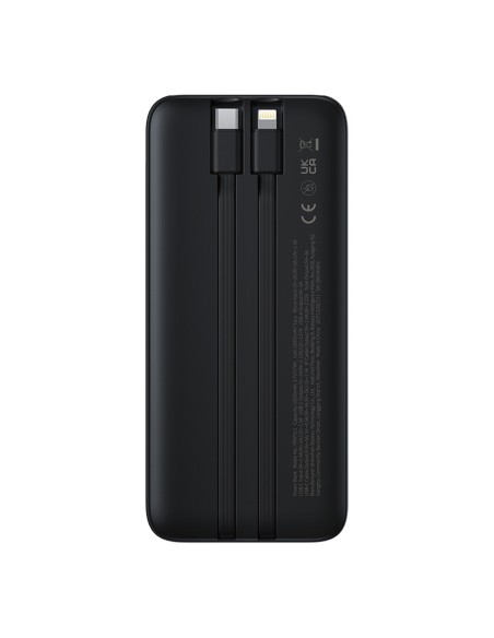 
10000mAh 22,5W išorinė baterija su ekranu, USB-C laidais, „iPhone Lightning Lipow“ – juoda

