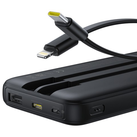 
10000mAh 22,5W išorinė baterija su ekranu, USB-C laidais, „iPhone Lightning Lipow“ – juoda
