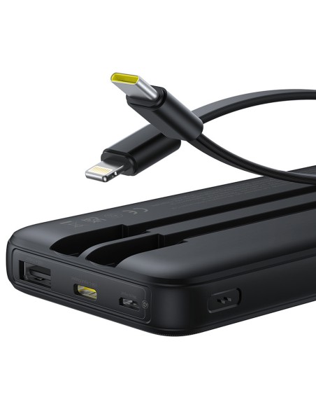 
10000mAh 22,5W išorinė baterija su ekranu, USB-C laidais, „iPhone Lightning Lipow“ – juoda
