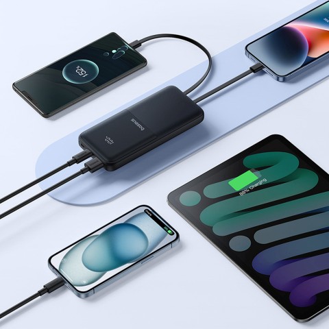 
10000mAh 22,5W išorinė baterija su ekranu, USB-C laidais, „iPhone Lightning Lipow“ – juoda
