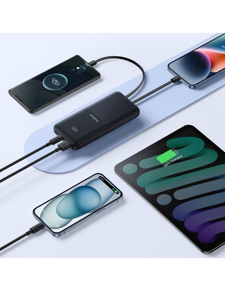 
10000mAh 22,5W išorinė baterija su ekranu, USB-C laidais, „iPhone Lightning Lipow“ – juoda
