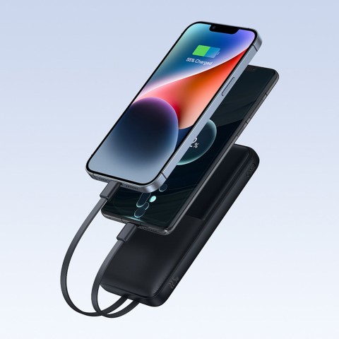 
10000mAh 22,5W išorinė baterija su ekranu, USB-C laidais, „iPhone Lightning Lipow“ – juoda
