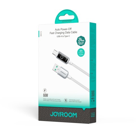 
Pintinis kabelis USB-A - USB-C 66W 1.2m - baltas
