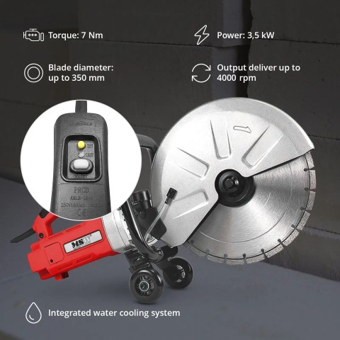 
Elektrinis pjūklas betono asfalto akmenims 120 mm 4000 aps./ min. 3500 W
