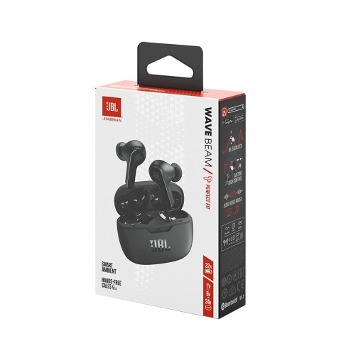 
JBL Wave Beam Bluetooth 5.2 belaidės į ausis įdedamos ausinės, juodos, IP54 apsaugos klasė
