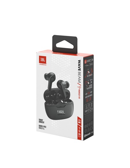 
JBL Wave Beam Bluetooth 5.2 belaidės į ausis įdedamos ausinės, juodos, IP54 apsaugos klasė
