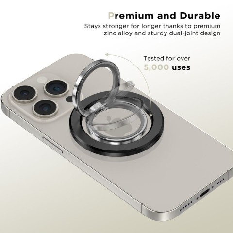 
Magnetinis žiedo formos laikiklis išmaniajam telefonui ant piršto „MagSafe“ – juodas
