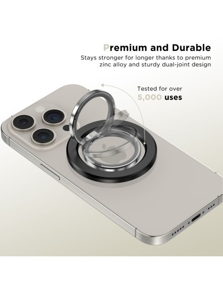 
Magnetinis žiedo formos laikiklis išmaniajam telefonui ant piršto „MagSafe“ – juodas
