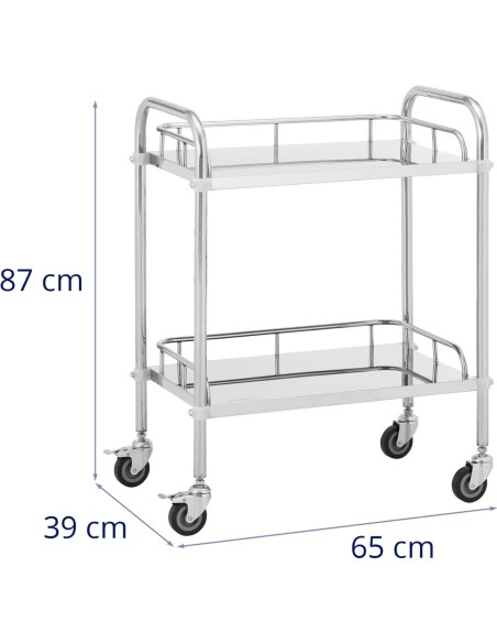 Laboratorinis vežimėlis STEEL 2 lentynos 2 rankenos 65 x 39 x 87 cm Laboratorinis vežimėlis STEEL 2 lentynos 2 rankenos 65 x 39 x 87 cm