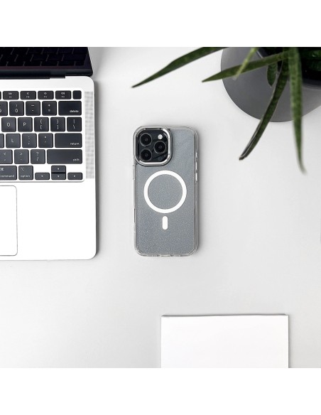 
„Samsung Galaxy S25 Edge MagSafe“ blizgučių dėklas – baltas
