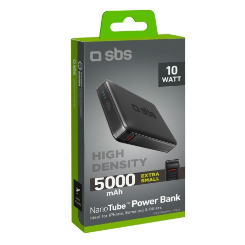 
5000 mAh nešiojamas akumuliatorius su USB-C nanotubu – juodas
