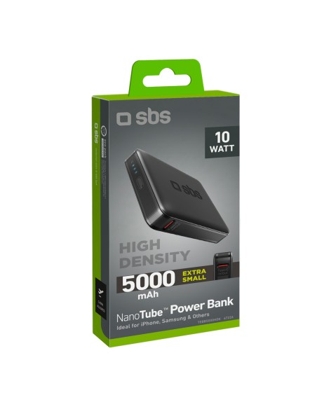 
5000 mAh nešiojamas akumuliatorius su USB-C nanotubu – juodas
