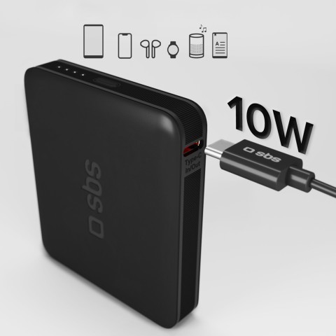 
5000 mAh nešiojamas akumuliatorius su USB-C nanotubu – juodas

