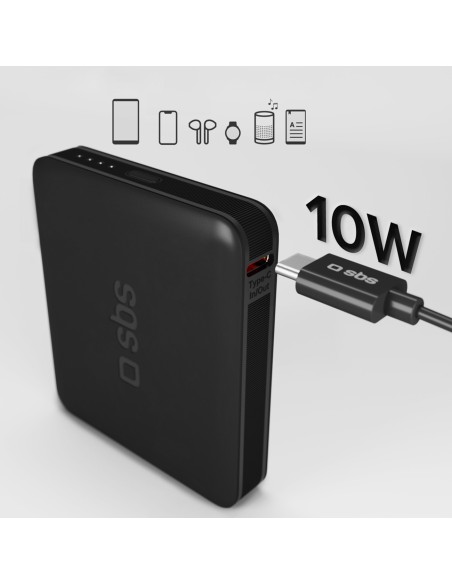 
5000 mAh nešiojamas akumuliatorius su USB-C nanotubu – juodas
