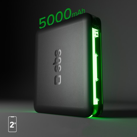 
5000 mAh nešiojamas akumuliatorius su USB-C nanotubu – juodas
