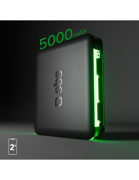 
5000 mAh nešiojamas akumuliatorius su USB-C nanotubu – juodas
