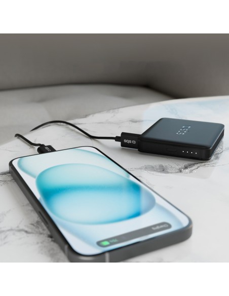 
5000 mAh nešiojamas akumuliatorius su USB-C nanotubu – juodas
