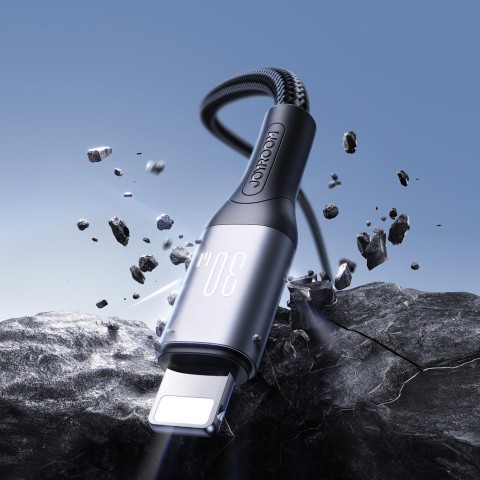 
S-A28 pintas laidas USB-C - Lightning 30W 1m - juodas
