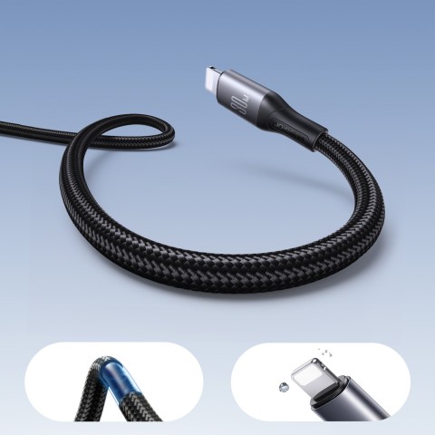 
S-A28 pintas laidas USB-C - Lightning 30W 1m - juodas
