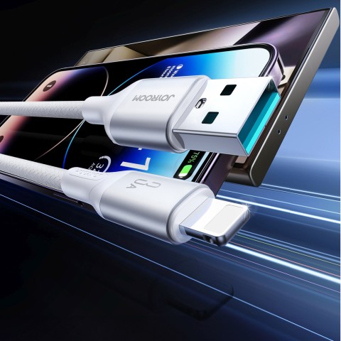 
S-A28 pintas laidas USB-A - Lightning 3A 1 m - baltas
