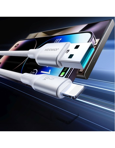 
S-A28 pintas laidas USB-A - Lightning 3A 1 m - baltas
