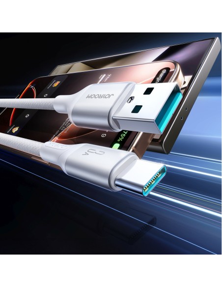 
S-A28 pintas kabelis USB-A - USB-C 3A 1m - baltas
