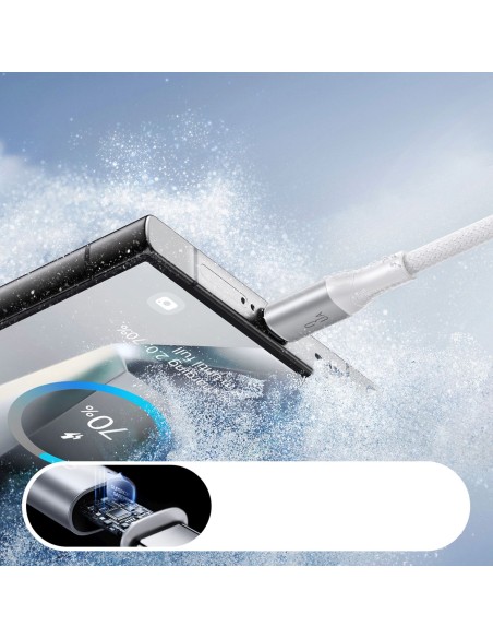 
S-A28 pintas kabelis USB-A - USB-C 3A 1m - baltas
