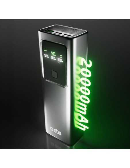 
Išorinė baterija su 20000mAh PD 100W LCD ekranu - pilka
