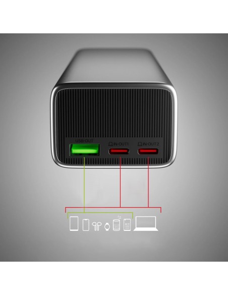 
Išorinė baterija su 10000mAh PD 35W LCD ekranu - pilka
