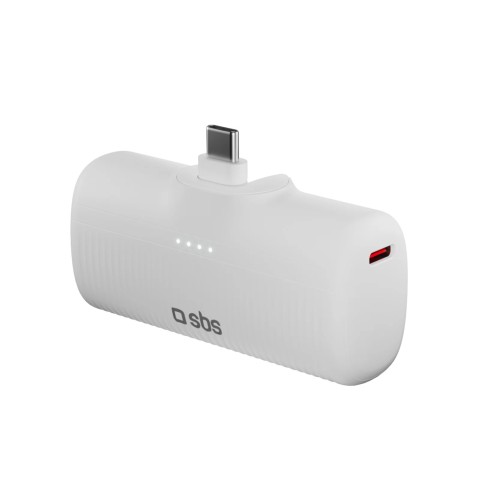 
„EcoPower“ 5000 mAh 10 W išorinė baterija su integruotu USB-C prievadu – balta
