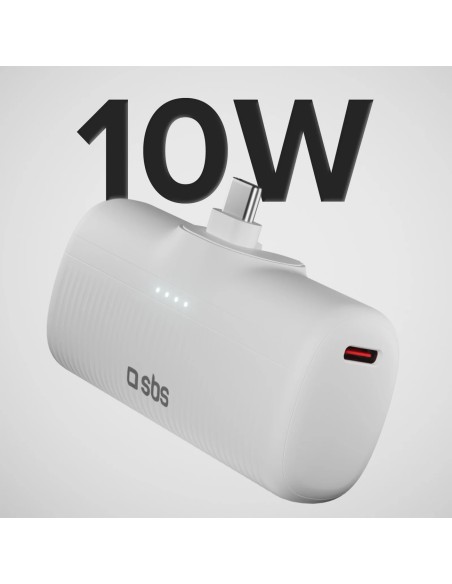 
„EcoPower“ 5000 mAh 10 W išorinė baterija su integruotu USB-C prievadu – balta

