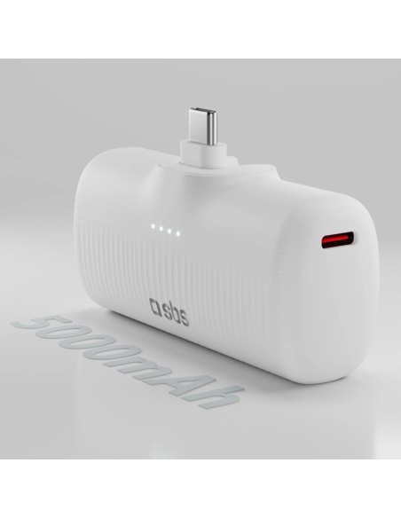 
„EcoPower“ 5000 mAh 10 W išorinė baterija su integruotu USB-C prievadu – balta
