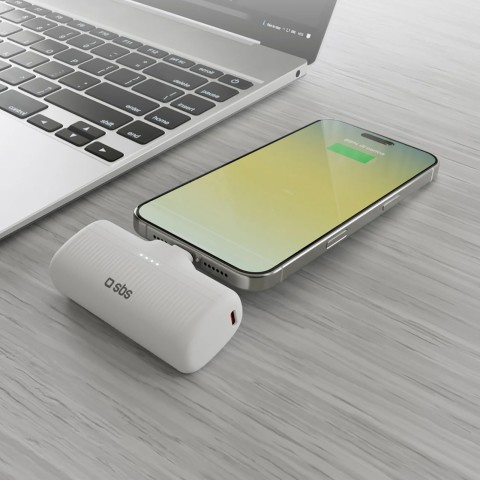 
„EcoPower“ 5000 mAh 10 W išorinė baterija su integruotu USB-C prievadu – balta

