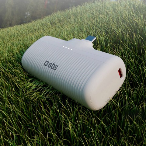 
„EcoPower“ 5000 mAh 10 W išorinė baterija su integruotu USB-C prievadu – balta
