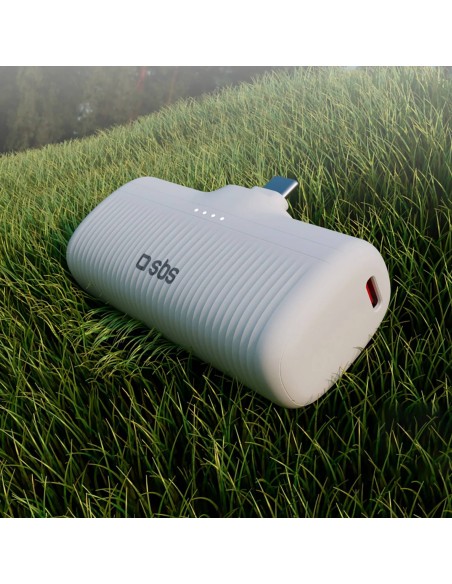 
„EcoPower“ 5000 mAh 10 W išorinė baterija su integruotu USB-C prievadu – balta
