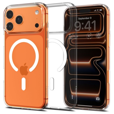 
„iPhone 17 Pro Max MagSafe“ skystųjų kristalų dėklas – skaidrus ir baltas
