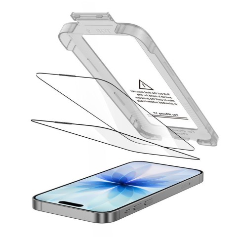 
Grūdintas stiklas iPhone 17 su „Quick Set+“ aplikatoriumi, juodas - 2 vnt.
