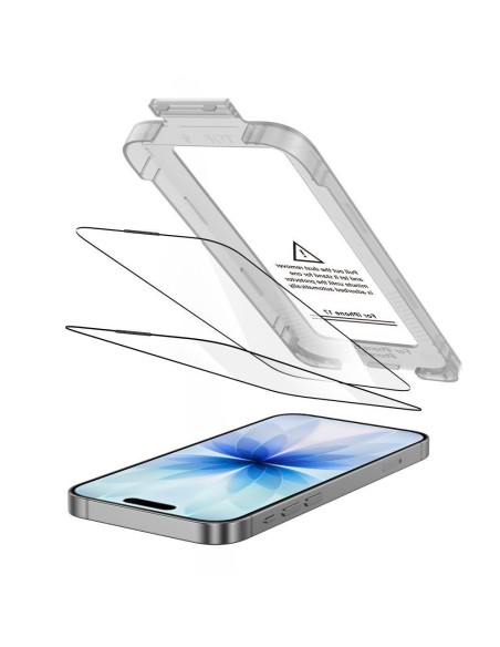 
Grūdintas stiklas iPhone 17 su „Quick Set+“ aplikatoriumi, juodas - 2 vnt.
