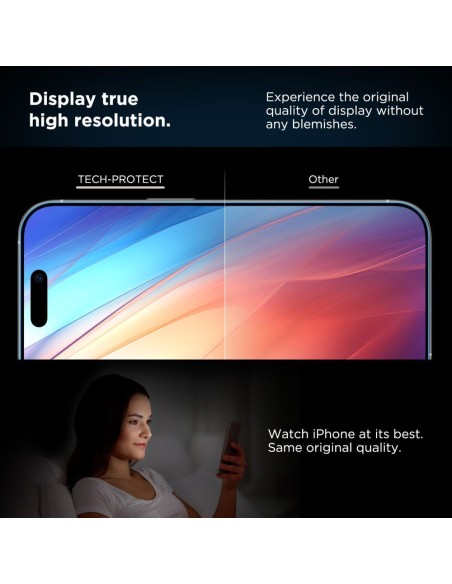 
Grūdintas stiklas iPhone 17 Pro Max su „Quick Set+“ aplikatoriumi, juodas - 2 vnt.
